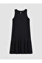 Black Crew Neck Textured Dress - 7