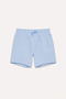 B7535Axbe791 Blue Elastic Waist Mesh Lined Striped Short Length Swim Shorts