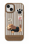 iPhone 15 Compatible 3D Dachshund Dog Figured Striped Silicone Phone Case