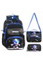 Leather Printed Sonic Themed Elementary School Backpack, Thermal Lunch Bag and Pen Holder