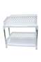2 Tier Sliding Shelves Portable Storage Organiser, White Plastic with Metal Legs, Stackable Pull Out Basket Rack - 2