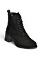 Z555670602 Black Genuine Leather Suede Thick Heeled Women's Boots - 6