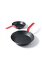 2 Piece Swiss Coating Frying Pan Set, 20 and 26 CM, Non-stick, Oven Safe & Dishwasher Safe, Induction Compatible, PFOA PFOS Free - Black with Red Handles - 4