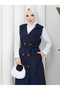 Women's Double-Breasted Buttoned Belted Long Vest Rc3150 - 6