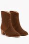 Sarewa Women's Tan Summer Cowboy Boots Perforated Suede Textured Thick Heeled Casual Stylish Boots - 4