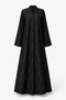 Luxury Jet Black Botanical Jacquard Full Length Abaya - 4