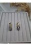 Gold Color and Grey Acrylic Corner Hoop U Hoop Earrings Geometric Women's Jewelry - 3