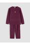 Bear Embroidered Girls' Fleece Pajama Set (W6)