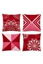 Red Stripes Patterned 4-Piece Throw Pillow Cover Set - 3