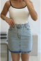Women's Light Blue Stone Washed High Waist Mini Denim Skirt with Pockets