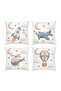 Flying Machines Patterned Set of 4 Children's and Baby Throw Pillow Covers - 3