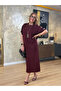 City Chic Crew Neck Button Detailed Long Viscose Dress - 3
