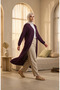 Two-Thread Buttoned Long Cardigan 0181-05 Plum - 2