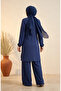 Bürümcük Fabric Tunic Pants Hijab Double Set 0571-07 Indigo - 6