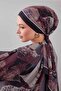 Black Leaf Pattern Moos Chrep Shawl - 4