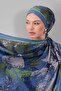 Blue Leaf Pattern Moos Chrep Shawl - 2
