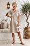 Beige Lace Collar Short Sleeve Lined Skirt Embroidered Casual Cotton Woven Dress 102 55 - 5