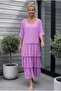 Italian Lilac Pool Collar Short Sleeve Lined Layered Silk Woven Dress 130 60 - 6
