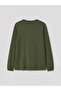 Green Crew Neck Embroidered Gathered Blouse - 2