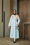 Women's Detachable Collar Patterned Waist Tie Dress White - 5
