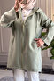 6406 - Comfortable Zippered Pocket Hooded Long Cap with Hood Detail - 5