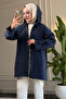 6406 - Comfortable Zippered Pocket Hooded Long Cap with Hood Detail - 5