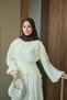 Women's Pleated Detailed Balloon Sleeve Dress Yellow - 6
