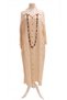 Women's Beige Buttoned Long Bohemian Linen Dress and Necklace Combination Oversize Casual Dress