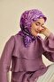 Twill Silk Scarf Classic Motif Purple 90X90 - 3
