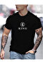 Unisex Oversized Printed Crew Neck Short Sleeve Black T-Shirt