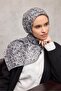 Cotton Polyester Soft Scarf Beige Flora Patterned Non-Slip Textured 90X90 - 4