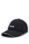 Men's Shiny Embossed Logo Patterned Navy Blue Hat