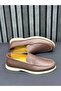 Brown Leather Men's Loafer Shoes - 2