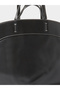Black Faux Leather Contrast Stitching Structured Tote Bag - 5