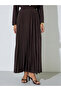 Brown Pleated Flared Maxi Skirt - 2