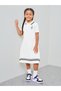 Girls Cotton Polo T-Shirt Dress With Striped Hem