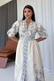 V-Neck Short-Sleeved Floral Women's Dress - 4