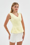 Women's V-Neck Peplum Blouse Yellow - 3