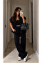 Black Gold Detailed Parachute Fabric Double Set - 4110 - 2