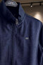 Navy Blue Suede Detailed Tracksuit Set with Stand Collar, Standard Fit, Zippered Pockets, Men's Top and Bottom Set - 3