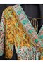 Italian Silk Gilded Detailed Bohemian Patterned Long Dress – Elastic Waist, Open Back Maxi Dress - 2