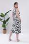 Women's Black Polka Dot Patterned Strappy Plus Size Dress - 6