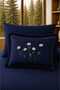 Solena Daisy Embroidered and Ruffled 100% Cotton 6 Piece Double Navy Blue Duvet Cover Set - 4