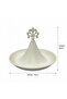 Cream Round Metal Serving Tray with Ornate Finial - 26×18 cm - 4
