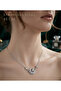 316L Steel Chain Silver Color Zircon Stone Crescent Heart Model Necklace - 2