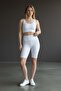 Women's White Camisole High Waist Stretchy Short Basic Biker Sports Leggings - 2003