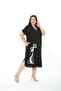 Women's Woven Viscosa Printed Plus Size Dress - 6