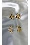 Women's Gold Color 2-Piece Floral and Sun Model Earring Set - 3