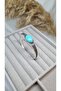 Women's Silver Color Turquoise Stone Embossed Patterned Metal Handcuff Bracelet - 2