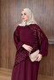 Women's Sequin Embroidered Linen Bat Sleeve Dress - 8